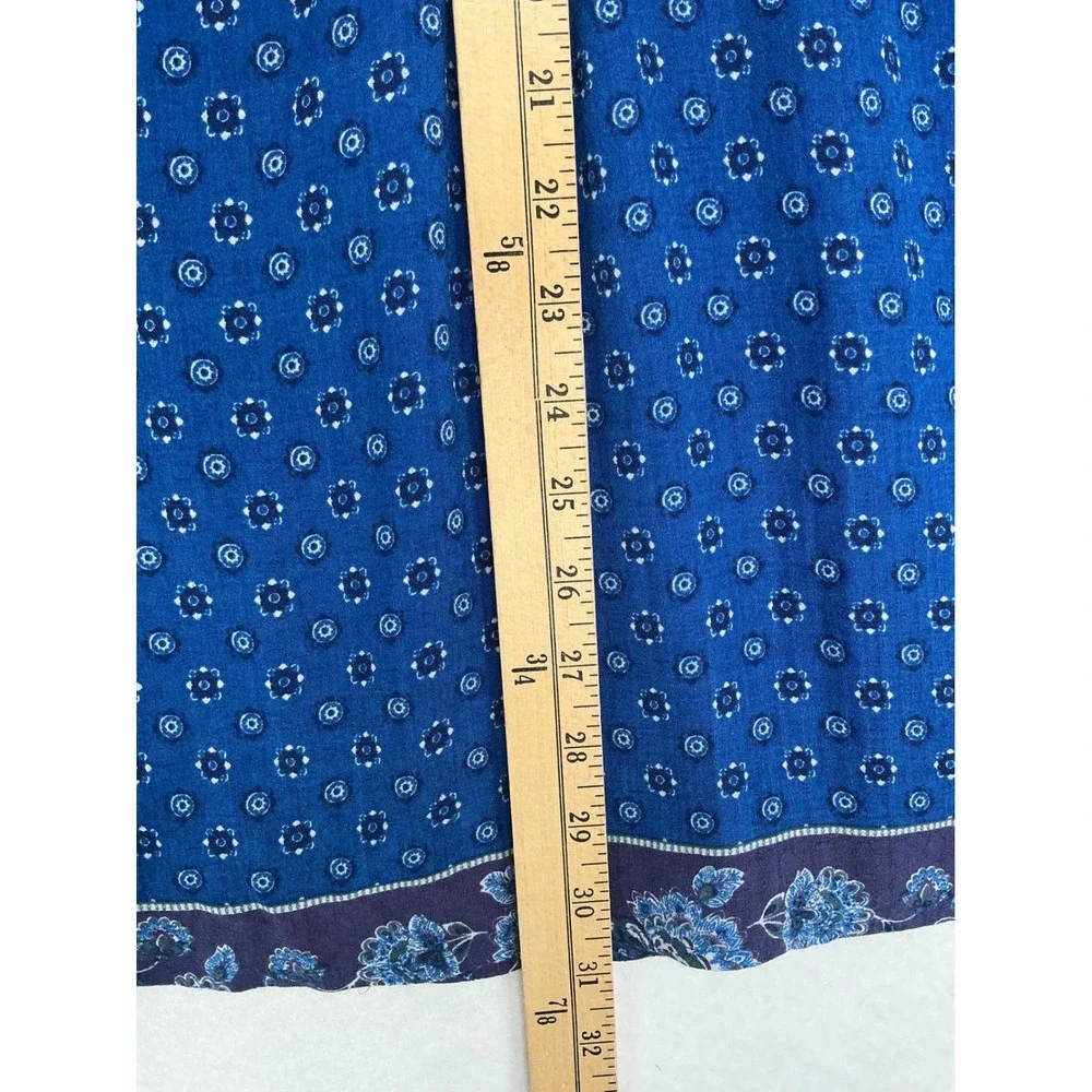 Free People Tunic Top Womens Small Blue Floral Mixed Print Boho Ruffle Sleeve